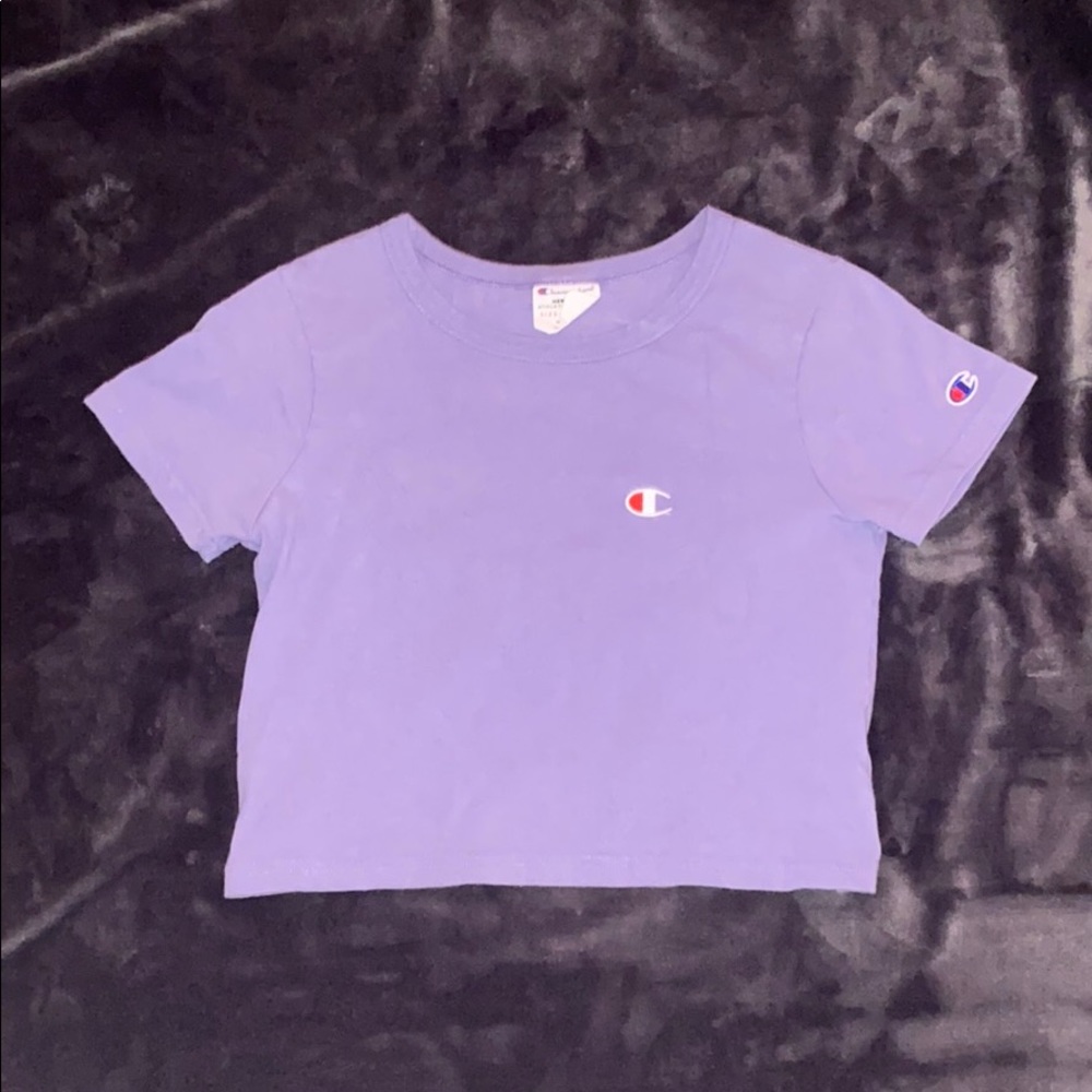 purple short sleeve crop top